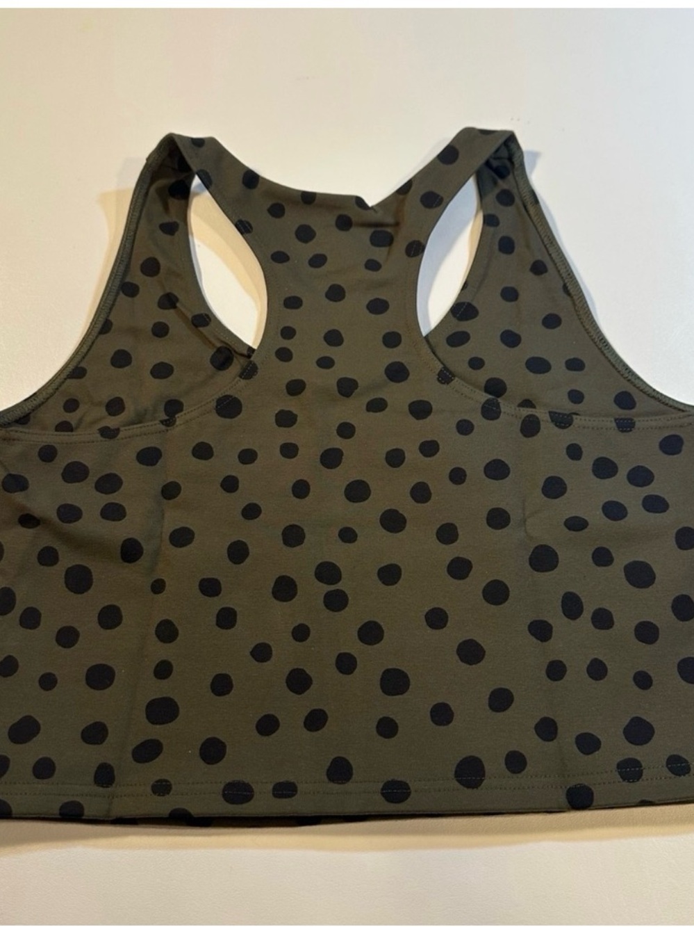 Olive Green Polka Dot Racerback Tank Top